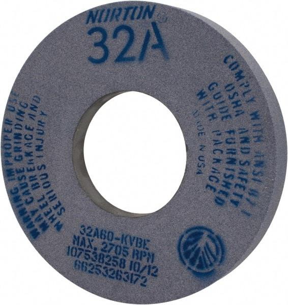 Norton - 12" Diam x 5" Hole x 1-1/2" Thick, K Hardness, 60 Grit Surface Grinding Wheel - Aluminum Oxide, Type 5, Medium Grade, 2,705 Max RPM, Vitrified Bond, One-Side Recess - Benchmark Tooling