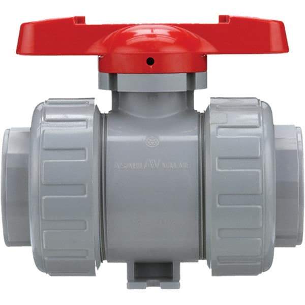 Asahi/America - 2-1/2" Pipe, Standard Port, CPVC True Union Design Ball Valve - Inline - Two Way Flow, Threaded Ends, Tee Handle, 150 WOG - Benchmark Tooling