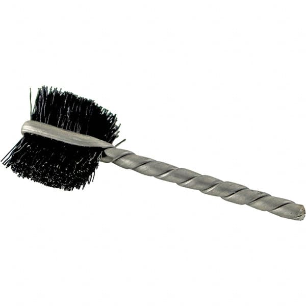 Brush Research Mfg. - 4 Rows x 19 Columns Nylon Scratch Brush - 5-3/4" Brush Length, 13-3/4" OAL, 1 Trim Length, Wood Curved Back Handle - Benchmark Tooling