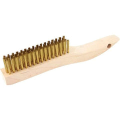 Brush Research Mfg. - 4 Rows x 16 Columns Stainless Steel Scratch Brush - 4-3/4" Brush Length, 10" OAL, 1 Trim Length, Wood Shoe Handle - Benchmark Tooling