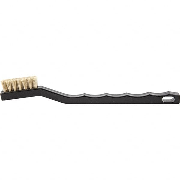 Brush Research Mfg. - 2 Rows x 7 Columns Hair Scratch Brush - 1/2" Brush Length, 7-1/4" OAL, 1/2 Trim Length, Plastic Curved Back Handle - Benchmark Tooling