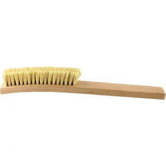 Brush Research Mfg. - 4 Rows x 18 Columns Tampico Scratch Brush - 5-3/4" Brush Length, 13-3/4" OAL, 1 Trim Length, Wood Curved Back Handle - Benchmark Tooling