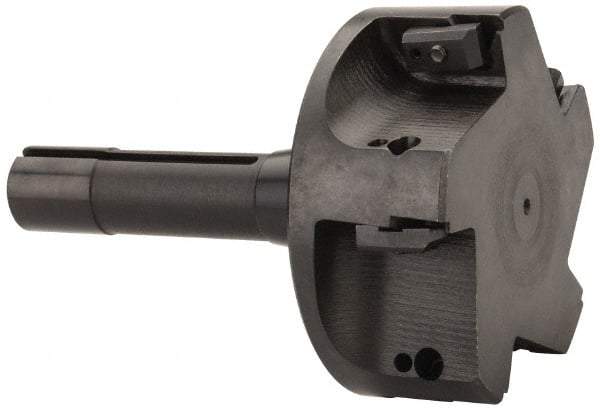 APT - 4" Cut Diam, 0.65" Max Depth of Cut, 5-7/8" OAL, Indexable Square Shoulder End Mill - TPC 32..., TPG 32., TPU 32. Inserts, R8 Taper Shank, 90° Lead Angle, Series Tri-Dex - Benchmark Tooling