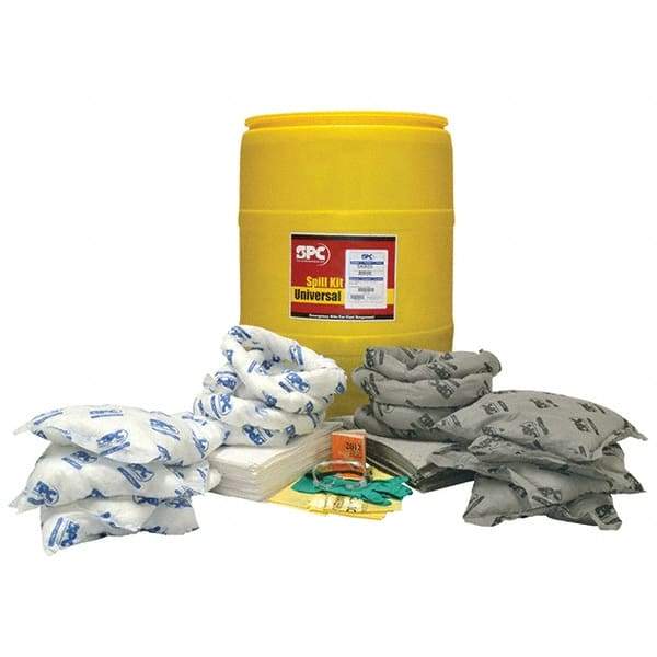 Brady SPC Sorbents - 38 Gal Capacity Oil Only & Universal Spill Kit - 55 Gal Polyethylene Drum - Benchmark Tooling