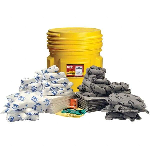 Brady SPC Sorbents - 77 Gal Capacity Oil Only & Universal Spill Kit - 95 Gal Polyethylene Drum - Benchmark Tooling