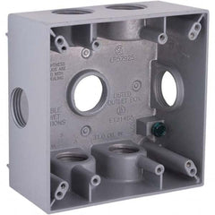 Hubbell-Raco - 4-1/2 x 4-1/2 x 2-1/4" Aluminum Square Weather Resistant Outlet Box - Benchmark Tooling