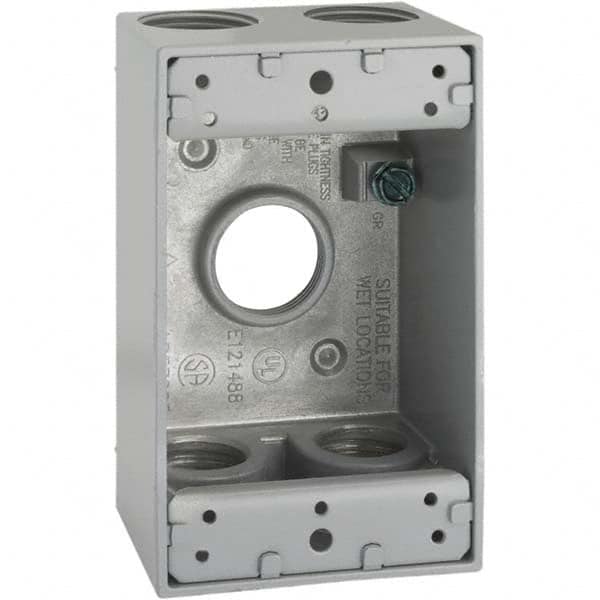 Hubbell-Raco - 4.57 x 2.816 x 2.148" Aluminum Rectangular Weather Resistant Outlet Box - Benchmark Tooling