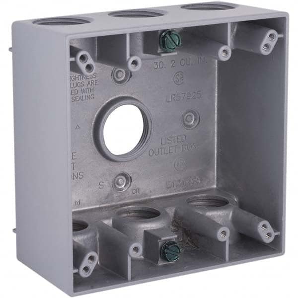 Hubbell-Raco - 4-1/2 x 4-1/2 x 2-1/4" Aluminum Square Weather Resistant Outlet Box - Benchmark Tooling