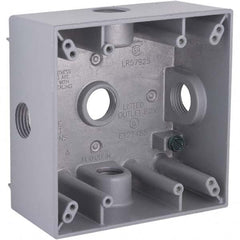 Hubbell-Raco - 4-1/2 x 4-1/2 x 2-1/4" Aluminum Square Weather Resistant Outlet Box - Benchmark Tooling