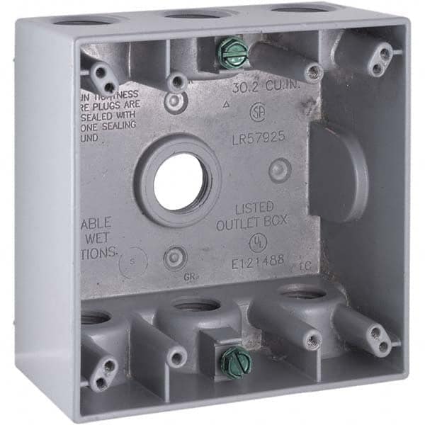 Hubbell-Raco - 4-1/2 x 4-1/2 x 2-1/4" Aluminum Square Weather Resistant Outlet Box - Benchmark Tooling