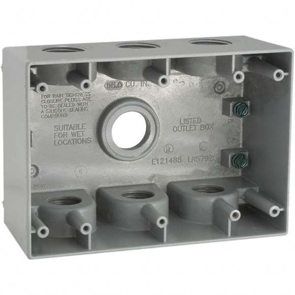 Hubbell-Raco - 4-1/2 x 6-3/8 x 2.781" Aluminum Rectangular Weather Resistant Outlet Box - Benchmark Tooling