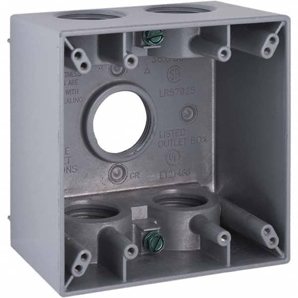 Hubbell-Raco - 4-1/2 x 4-1/2 x 2-5/8" Aluminum Square Weather Resistant Outlet Box - Benchmark Tooling