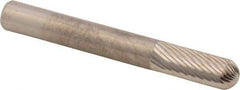 M.A. Ford - 1/4" Cut Diam, 1/4" Shank Diam, Cylinder with Radius Head Double Cut Burr - Carbide, Radius End, 5/8" LOC, 2" OAL - Benchmark Tooling