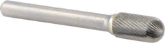 M.A. Ford - 3/8" Cut Diam, 1/4" Shank Diam, Cylinder with Radius Head Double Cut Burr - Carbide, Radius End, 3/4" LOC, 2-3/4" OAL - Benchmark Tooling