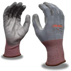 Puncture-Resistant Gloves:  Size  2X-Large,  ANSI Cut  A4,  ANSI Puncture  0,  Polyurethane,   ™HPPG ™ High Performance Polyethylene Graphene Light Blue & Gray,  Palm & Fingertips Coated,  Engineered Yarn Lined,  High Performance Polyethylene Graphene (HP