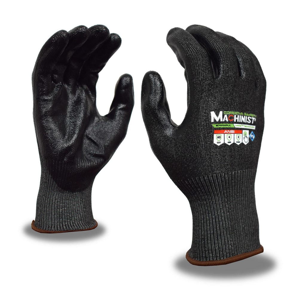 Puncture-Resistant Gloves:  Size  Medium,  ANSI Cut  A5,  ANSI Puncture  3,  Polyurethane,   ™HPPG ™ High Performance Polyethylene Graphene Black,  Palm & Fingertips Coated,  Engineered Yarn Lined,  High Performance Polyethylene Graphene (HPPG) Back,  Pol