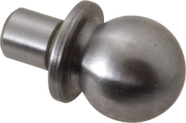 Jergens - 1/2" Ball Diam, 1/4" Shank Diam, Steel Construction Tooling Ball - 5/8" Ball Center to Shank Bottom, 5/16" Ball Center to Shoulder Bottom, with Shoulder - Benchmark Tooling