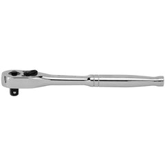 Ratchets; Tool Type: Quick-Release Ratchet; Drive Size: 3/8 in; Head Shape: Pear; Head Style: Fixed; Material: Steel; Finish: Chrome; Overall Length (Inch): 8 in; Insulated: No; Magnetic: No; Non-sparking: No; Number of Gear Teeth: 72; Minimum Arc Swing: