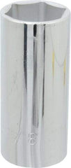 Proto - 1-1/8", 1/2" Drive, Deep Hand Socket - 6 Points, 3-1/4" OAL, Chrome Finish - Benchmark Tooling