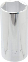 Proto - 1-1/4", 1/2" Drive, Deep Hand Socket - 6 Points, 3-1/4" OAL, Chrome Finish - Benchmark Tooling