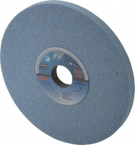 Norton - 8" Diam x 1-1/4" Hole x 1/2" Thick, K Hardness, 46 Grit Surface Grinding Wheel - Ceramic, Type 1, Coarse Grade, 3,600 Max RPM, Vitrified Bond, No Recess - Benchmark Tooling