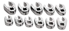 SK - 11 Piece 3/8" Drive Flare Nut Crowfoot Wrench Set - 9 to 19mm, with Tray - Benchmark Tooling