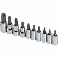 SK - 10 Piece Torx Bit Socket Set - Comes in Rail - Benchmark Tooling