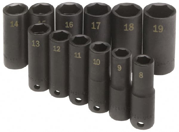 SK - 8 Piece 3/8" Drive Deep Well Impact Socket Set - Benchmark Tooling