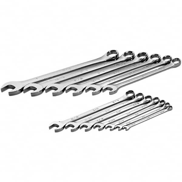 SK - 13 Piece, 1/4 to 1", Combination Wrench Set - Inch System of Measurement, Chrome Finish - Benchmark Tooling