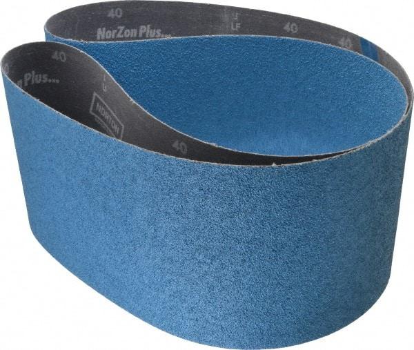 Norton - 6" Wide x 60" OAL, 40 Grit, Zirconia Alumina Abrasive Belt - Zirconia Alumina, Coarse, Coated, Y Weighted Cloth Backing, Dry, Series R821 - Benchmark Tooling