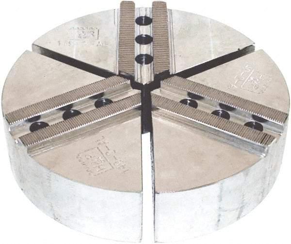 H & R Manufacturing - 15" Chuck Capacity, 1.5mm x 60° Serrated Attachment, Round Soft Lathe Chuck Jaw - 3 Jaws, Aluminum, 1.69" Btw Mount Hole Ctrs, 7-1/2" Long x 15" Wide x 4" High, 1" Groove, 20mm Fastener - Benchmark Tooling