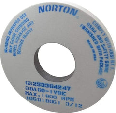 Norton - 14" Diam x 5" Hole x 1-1/2" Thick, I Hardness, 60 Grit Surface Grinding Wheel - Aluminum Oxide, Type 1, Medium Grade, 1,800 Max RPM, Vitrified Bond, No Recess - Benchmark Tooling