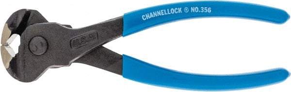 Channellock - 6" OAL, End Cutting Pliers - 11/32" Jaw Length x 1-3/8" Jaw Width, Plastic Dipped Handle - Benchmark Tooling