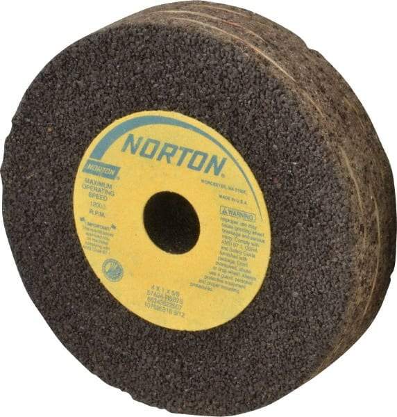Norton - 4" Diam x 5/8" Hole x 1" Thick, R Hardness, 24 Grit Surface Grinding Wheel - Aluminum Oxide, Type 1, Very Coarse Grade, 12,000 Max RPM, Resinoid Bond, No Recess - Benchmark Tooling