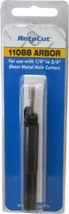 Hougen - 1/4 to 3/4" Tool Diam Compatibility, Straight Shank, Steel Integral Pilot Pin, Hole Cutting Tool Arbor - 3/8" Min Chuck, Threaded Shank Attachment, For RotaCut 11000 Series Hole Cutters - Benchmark Tooling