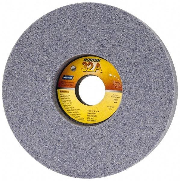 Norton - 7" Diam x 1-1/4" Hole x 1-1/2" Thick, I Hardness, 60 Grit Surface Grinding Wheel - Aluminum Oxide, Type 5, Medium Grade, 3,600 Max RPM, Vitrified Bond, One-Side Recess - Benchmark Tooling