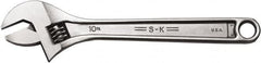 SK - 1-1/8" Jaw Capacity, 10" Standard Adjustable Wrench - Steel, Chrome Finish, 10" OAL - Benchmark Tooling