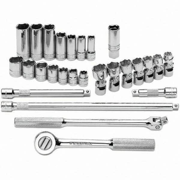 SK - 3/8" Drive Standard Deep Socket Set - 3/8 to 3/4", Inch Measurement Standard - Benchmark Tooling