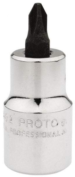 Proto - 1/2" Drive, 5/16" Wide, #2 Point, Phillips Screwdriver Socket - 2-5/32" OAL - Benchmark Tooling