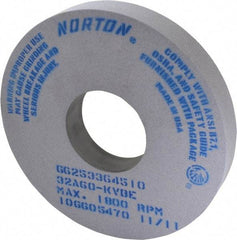 Norton - 14" Diam x 5" Hole x 2" Thick, K Hardness, 60 Grit Surface Grinding Wheel - Aluminum Oxide, Type 1, Medium Grade, 1,800 Max RPM, Vitrified Bond, No Recess - Benchmark Tooling
