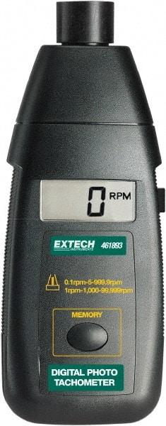 Extech - Accurate up to 0.05%, Noncontact Tachometer - 6.7 Inch Long x 2.8 Inch Wide x 1-1/2 Inch Meter Thick, 5 to 99,999 RPM Measurement - Benchmark Tooling