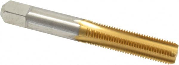 Cleveland - 3/8-24 UNF 3B 4 Flute TiN Finish High Speed Steel Straight Flute Standard Hand Tap - Bottoming, Right Hand Thread, 2-15/16" OAL, 1-1/4" Thread Length, H3 Limit, Oversize - Exact Industrial Supply