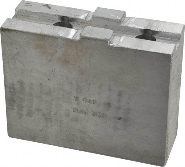 H & R Manufacturing - Tongue & Groove Attachment, Square Soft Lathe Chuck Jaw - Aluminum, 2.12" Btw Mount Hole Ctrs, 4-1/4" Long x 1-1/2" Wide x 3-3/8" High, 1/2" Groove - Benchmark Tooling