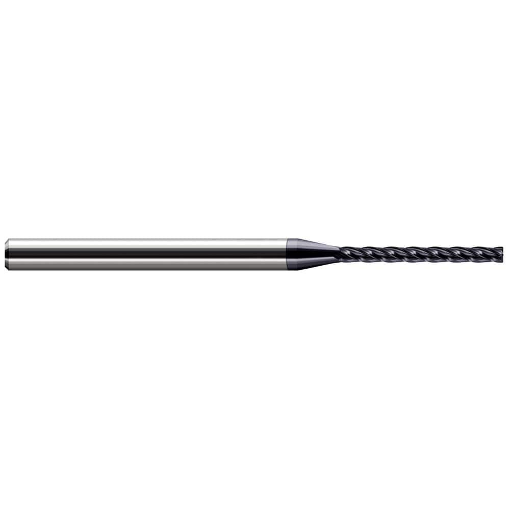 Corner Radius End Mill: 0.093″ Dia, 0.95″ LOC, 0.02″ Radius, 4 Flutes, Solid Carbide 2-1/2″ OAL, 1″ Shank Dia, Helix, AlTiN Coated, Corner Radius End, Centercutting