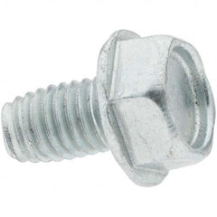 M5x0.8 Coarse 20mm Long Hex Thread Cutting Screw 12L14 Steel, Hex Washer Head, Self Drilling Point, Zinc-Plated