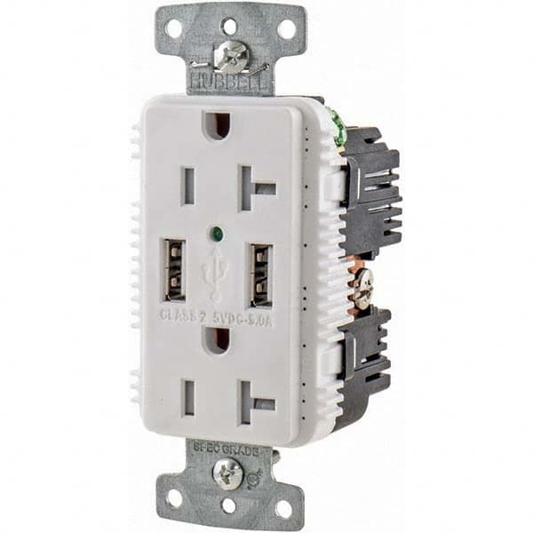 Hubbell Wiring Device-Kellems - USB Receptacles Number of USB Ports: 2 Number of Receptacles: 2 - Benchmark Tooling