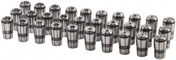 Parlec - 30 Piece, 3/32" to 1" Capacity, Single Angle Collet Set - Series TG/PG 100 - Exact Industrial Supply