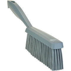 Vikan - 14" OAL, Polyester Staple Set Bench Brush - 2" Bristle Length, 6-3/8" Long Head, Straight Polypropylene Handle, Gray - Benchmark Tooling