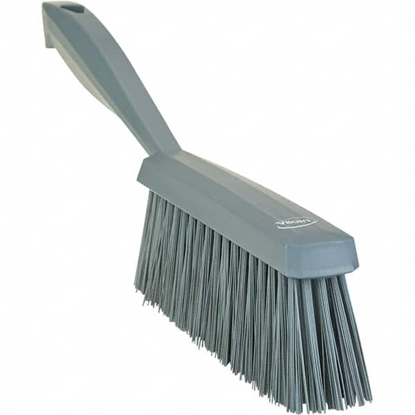 Vikan - 14" OAL, Polyester Staple Set Bench Brush - 2" Bristle Length, 6-3/8" Long Head, Straight Polypropylene Handle, Gray - Benchmark Tooling