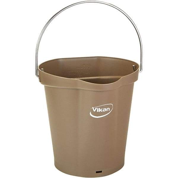 Vikan - 1-1/2 Gal, 7.1" High, Polypropylene Round Brown Single Pail with Pour Spout - Handle Included, 10" Top Diam - Benchmark Tooling